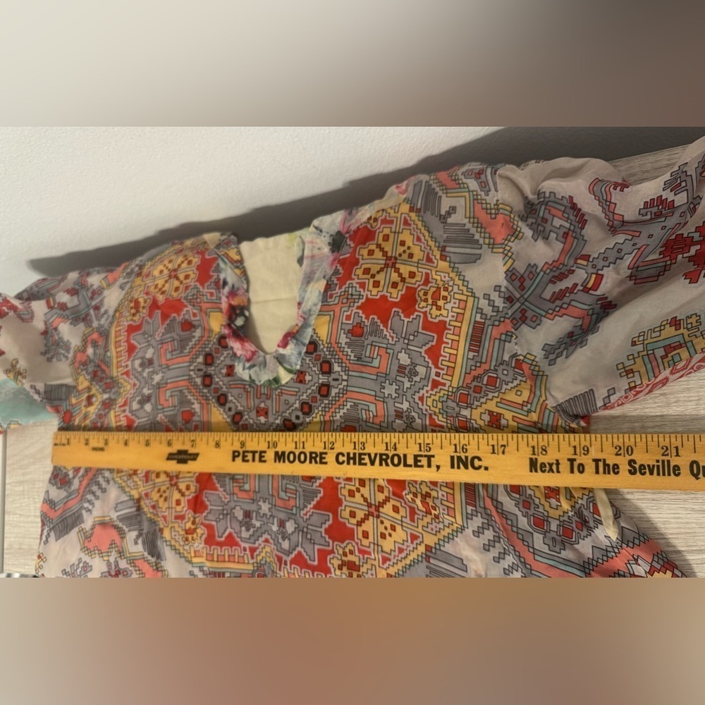 Johnny Was Silk Alamo Floral Indian Print Geometric Tunic Top Flowy Small *Read - Picture 11 of 11